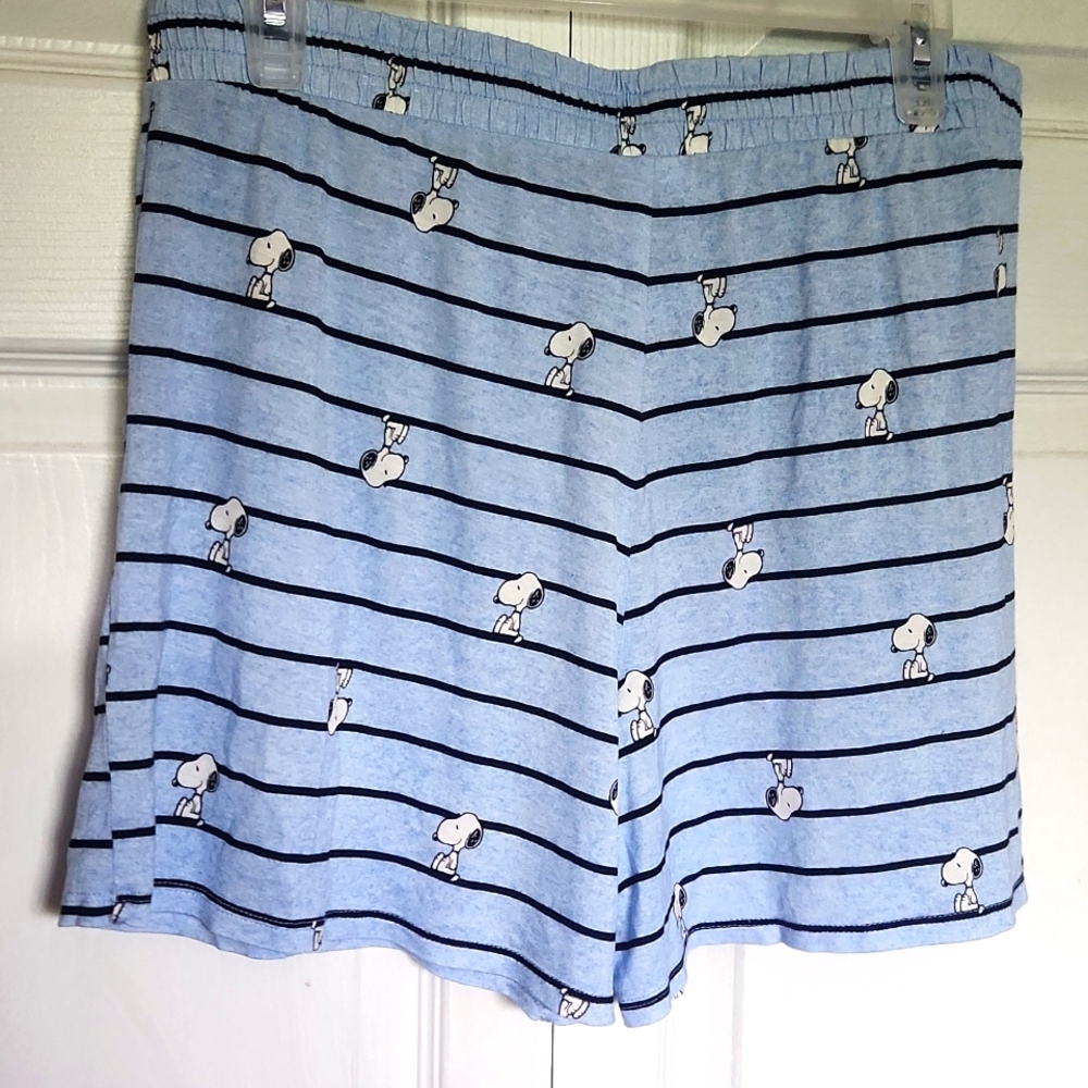 Peanuts Snoopy Cozy Pajama Shorts | Medium | Blue Striped Lounge Shorts - Picture 10 of 10